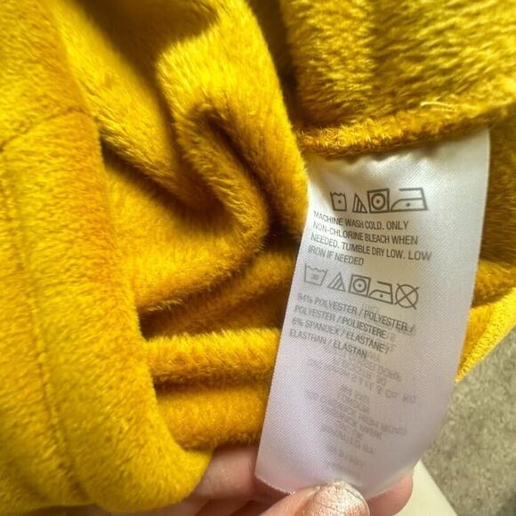 Susan Graver Weekend Large Mustard Yellow Velour Drawstring Cowl Neck Top Tunic - Picture 6 of 6